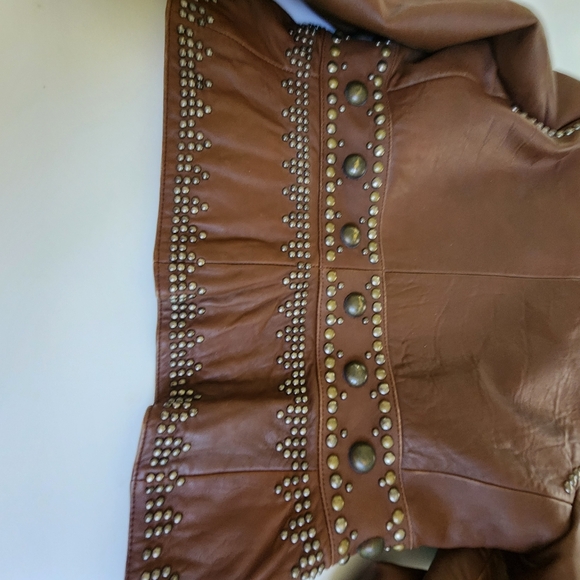 DOUBLE D RANCH Texas Leather Gold Studded Size S jacket - Picture 7 of 10